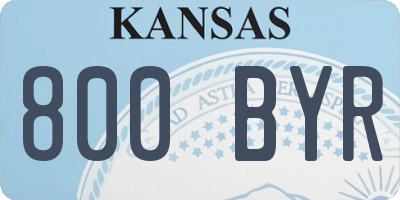KS license plate 800BYR