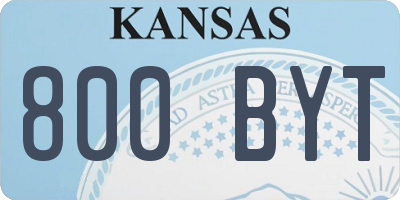 KS license plate 800BYT