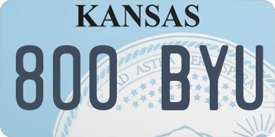 KS license plate 800BYU