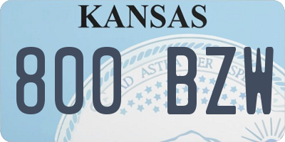 KS license plate 800BZW