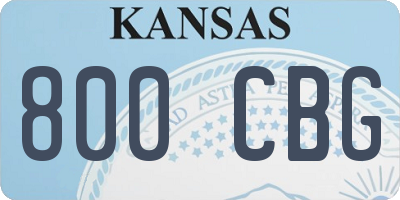 KS license plate 800CBG