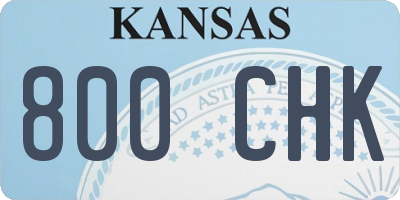 KS license plate 800CHK