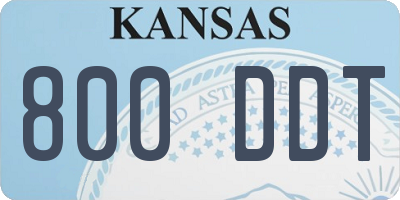 KS license plate 800DDT