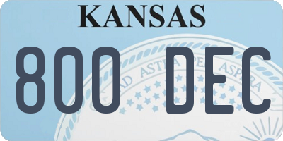 KS license plate 800DEC
