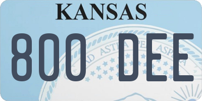 KS license plate 800DEE