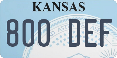KS license plate 800DEF