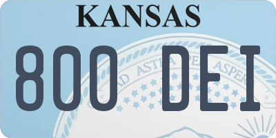 KS license plate 800DEI