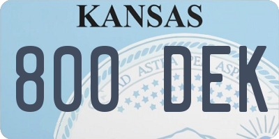KS license plate 800DEK
