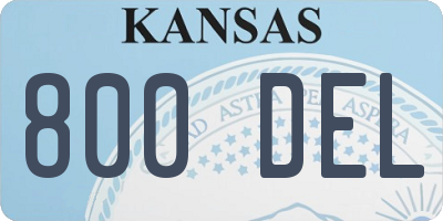 KS license plate 800DEL
