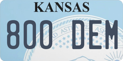 KS license plate 800DEM