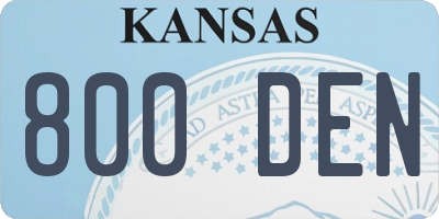 KS license plate 800DEN
