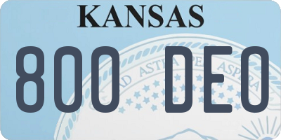 KS license plate 800DEO