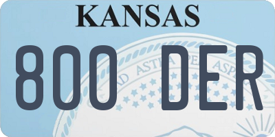 KS license plate 800DER