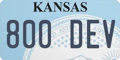 KS license plate 800DEV