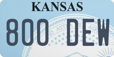 KS license plate 800DEW