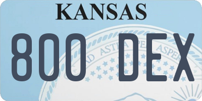 KS license plate 800DEX