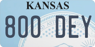 KS license plate 800DEY