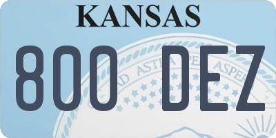 KS license plate 800DEZ