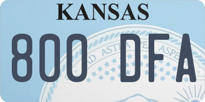 KS license plate 800DFA
