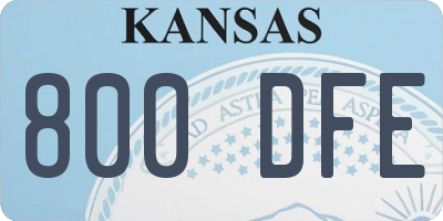 KS license plate 800DFE
