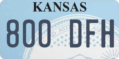 KS license plate 800DFH