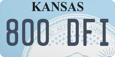 KS license plate 800DFI