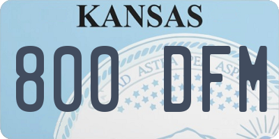 KS license plate 800DFM