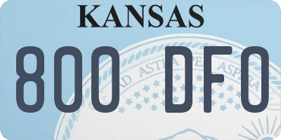 KS license plate 800DFO