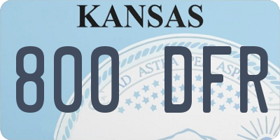 KS license plate 800DFR