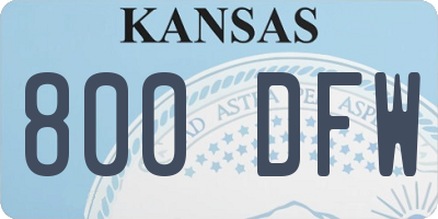 KS license plate 800DFW
