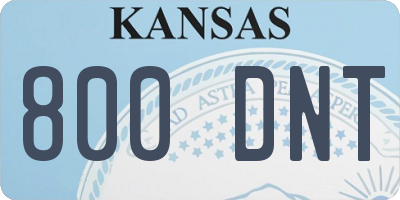 KS license plate 800DNT