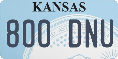 KS license plate 800DNU
