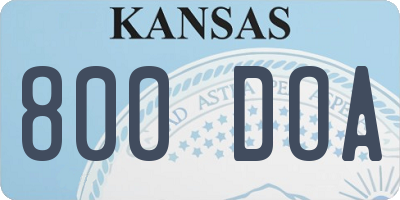 KS license plate 800DOA