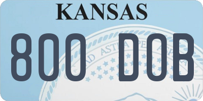 KS license plate 800DOB