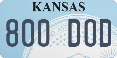 KS license plate 800DOD