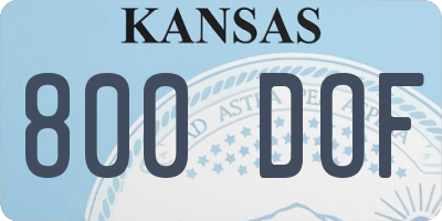 KS license plate 800DOF