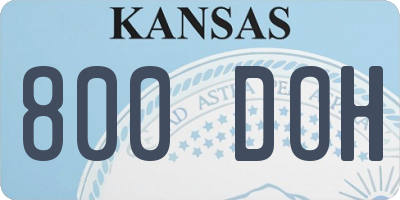 KS license plate 800DOH
