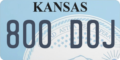 KS license plate 800DOJ