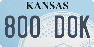 KS license plate 800DOK