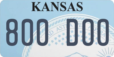 KS license plate 800DOO