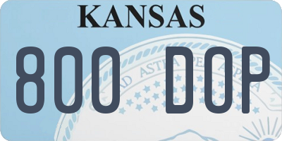 KS license plate 800DOP