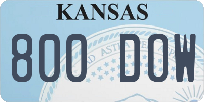 KS license plate 800DOW