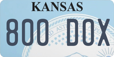 KS license plate 800DOX