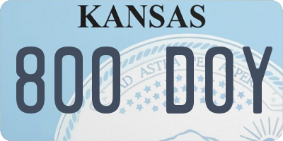 KS license plate 800DOY