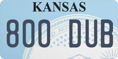KS license plate 800DUB