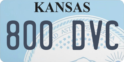 KS license plate 800DVC