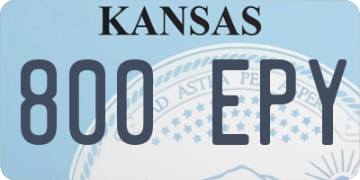 KS license plate 800EPY