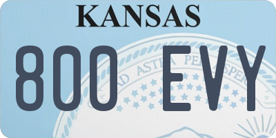 KS license plate 800EVY
