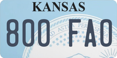KS license plate 800FAO