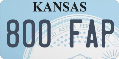 KS license plate 800FAP